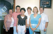 July 2007 - (left to right) Nancy, Ione, Kathy B., Judy, Kyle and Cory meet in Alma